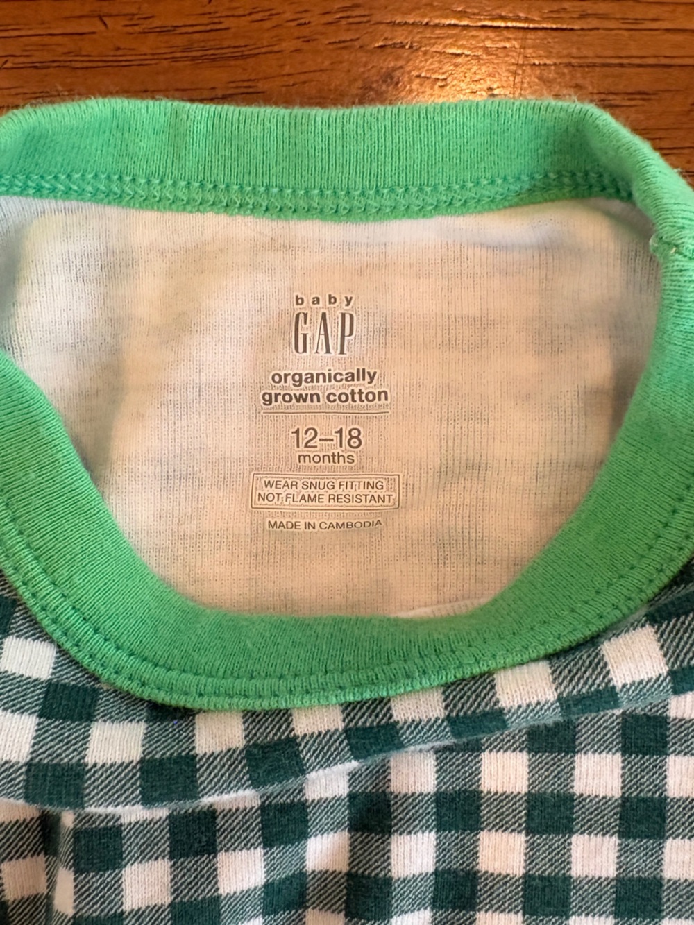GAP Green and White Gingham Kids Pajama Set - Picture 4 of 4